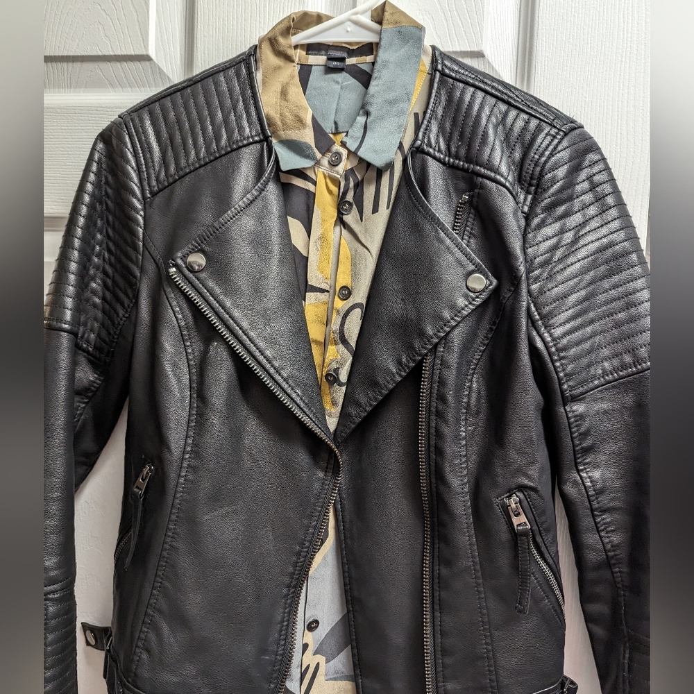 Faux leather biker jacket